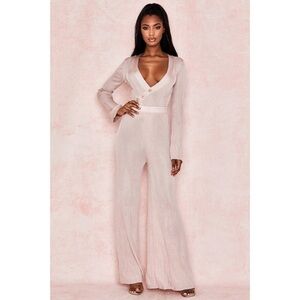 HOUSE OF CB Fleurette Blush Slinky Rib Knit Trousers